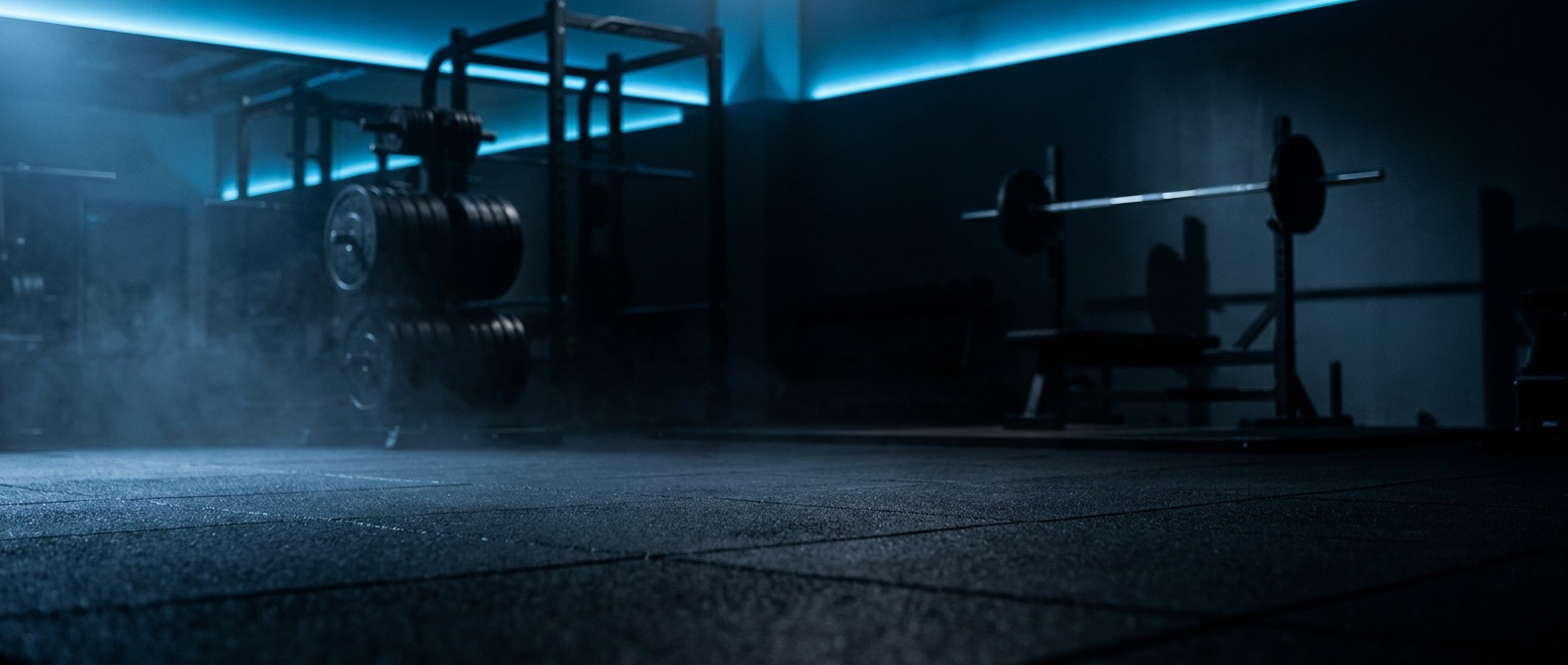 Dark gym with blue lighting