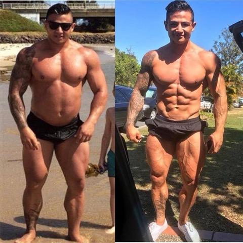 Before and after beach physique